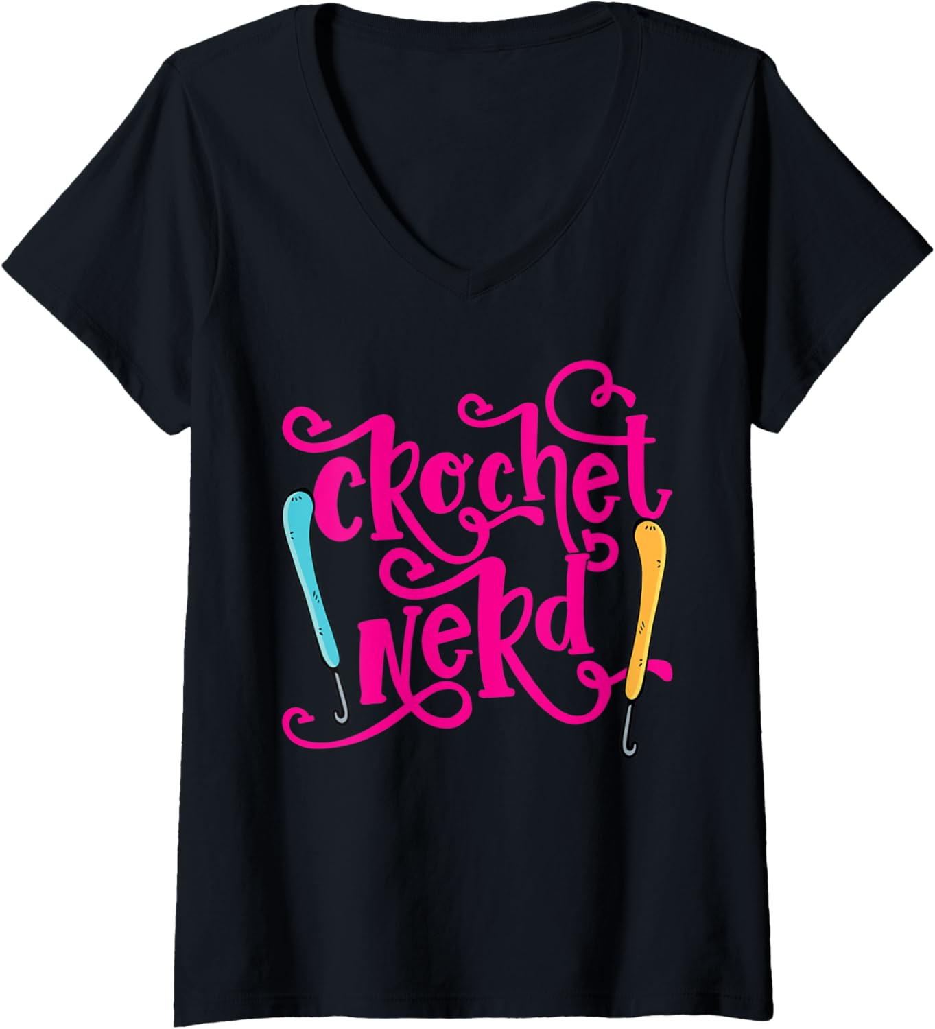 Womens Crochet Nerd - Grandma Mom Crocheting Yarn Lover V-Neck Yarn Supply | High Search Volume | Customer Favorite
