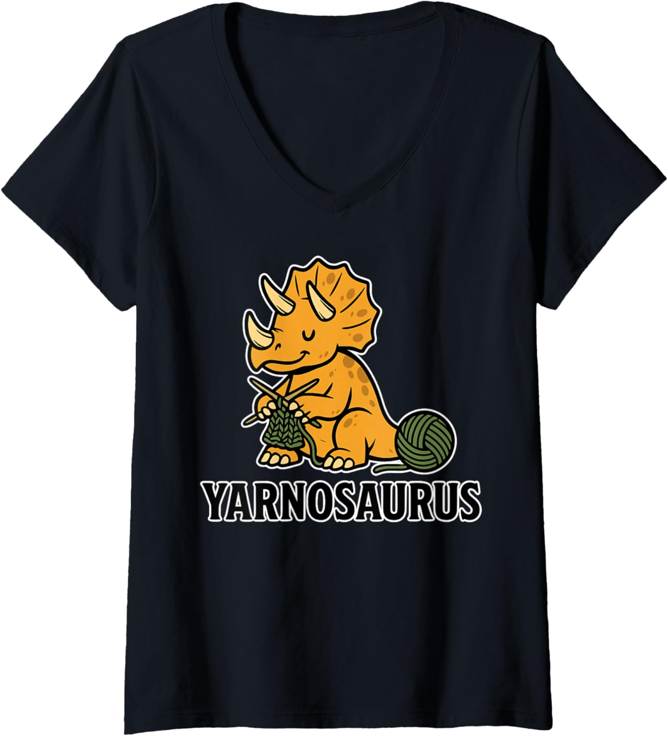 Womens Yarnosaurus u2013 Funny Knitting Dinosaur V-Neck Yarn Supply | Premium Quality | High CTR Title