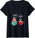 Womens She Loves Me More Crochet Funny Quote Yarn And Coffee V-Neck Yarn Supply | Top Rated | Customer Favorite