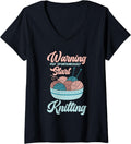 Warning May Spontaneously Start Knitting Yarn Crochet V-Neck Yarn Supply | High Search Volume | High CTR Title