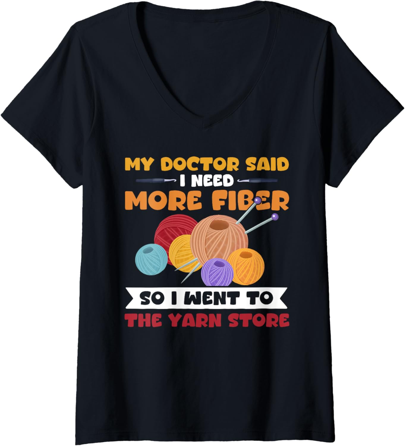 Womens Funny Fiber Knitting Joke, Yarn Crochet V-Neck Yarn Supply | Premium Quality | Customer Favorite