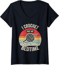Womens I Crochet Past My Bedtime Yarn Humor V-Neck Yarn Supply | Viral US Pick | High CTR Title