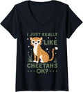 Womens Cheetah Kids I Just Really Like Cheetahs Ok Cheetah Lover V Neck Apparel Comfort Fit Gift Ready