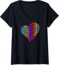 Womens Leopard Print Spots Cheetah Rainbow Heart Love Women Men V Neck Apparel High Search Demand Everyday Wear