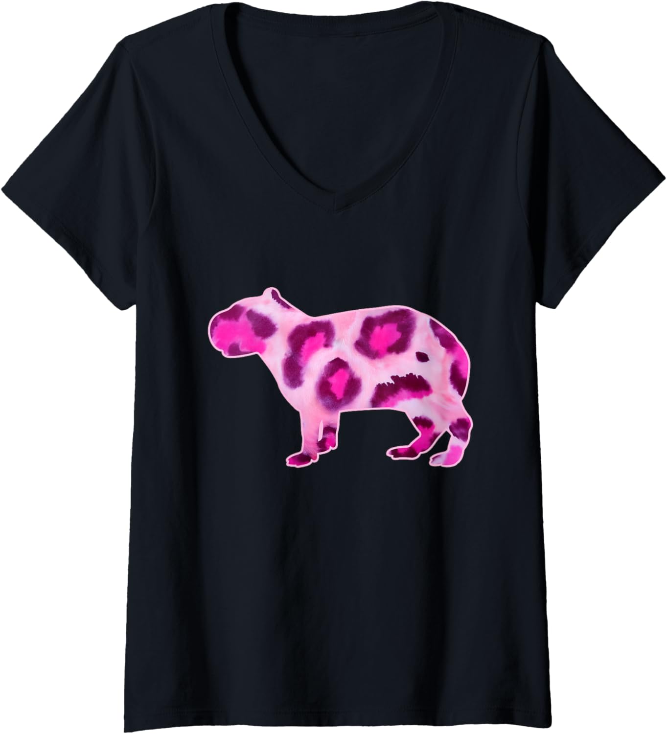 Womens Capybara Watercolor Cheetah Print Animal Pattern Leopard V Neck Apparel Premium Print Hot Right Now