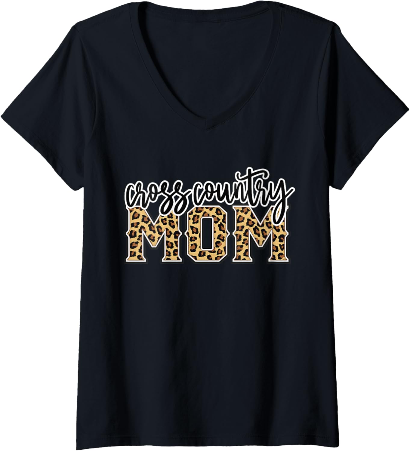 Womens Cross Country Mom Leopard Print Womens Cheetah Proud Mother V Neck Apparel Comfort Fit Fan Favorite