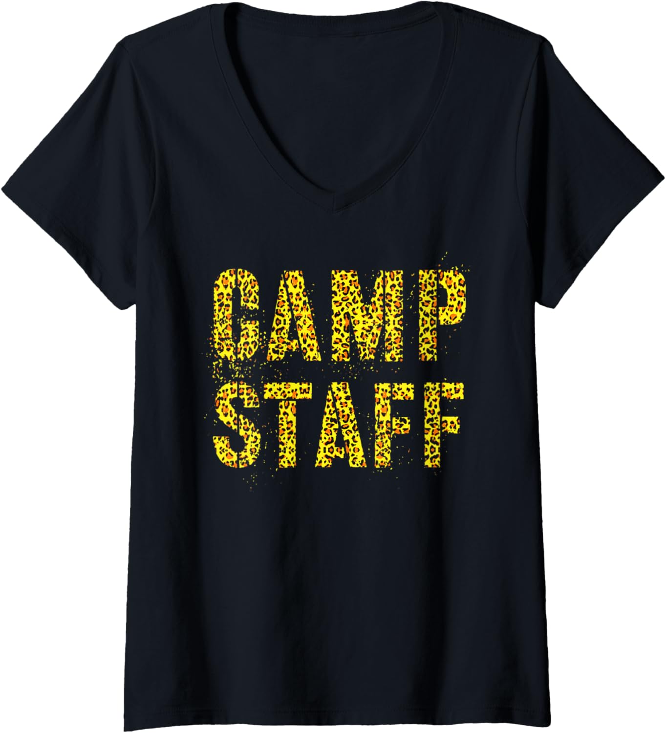 Womens CAMP STAFF Leopard Print Host Summer Counselor Teacher 2022 V Neck Apparel Premium Print US Top Pick