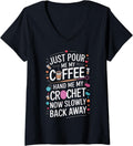 Womens Crochet Lover Yarn Addict Yarn Lover Hand Me My Crochet Club V-Neck Yarn Supply | Viral US Pick | High CTR Title