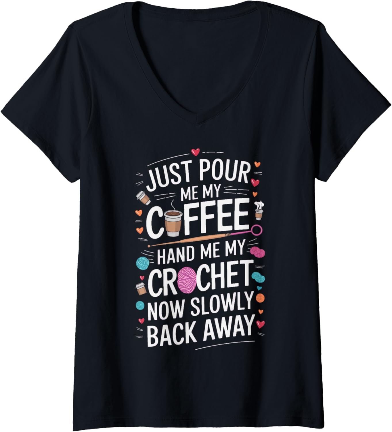Womens Crochet Lover Yarn Addict Yarn Lover Hand Me My Crochet Club V-Neck Yarn Supply | Viral US Pick | High CTR Title