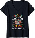 Womens Proud Daughter Of Mexican Immigrants V-Neck Apparel | Viral Streetwear Style