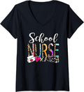 Womens Cute Cheetah Leopard Print School Nurse Back To School 2022 V Neck Apparel Comfort Fit Best Seller Look