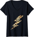 Womens Cool Cheetah Leopard Animal Print Lightning Bolt V Neck Apparel Viral TikTok Find Fan Favorite