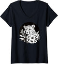 Womens Majestic Cheetah With Flowers V Neck Apparel Trending US US Top Pick