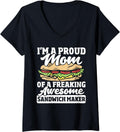 Womens Sandwich Maker Mom - Funny Sandwich Master Sandwich Maker V-Neck Apparel | Best Seller Pick | Comfort Daily Wear