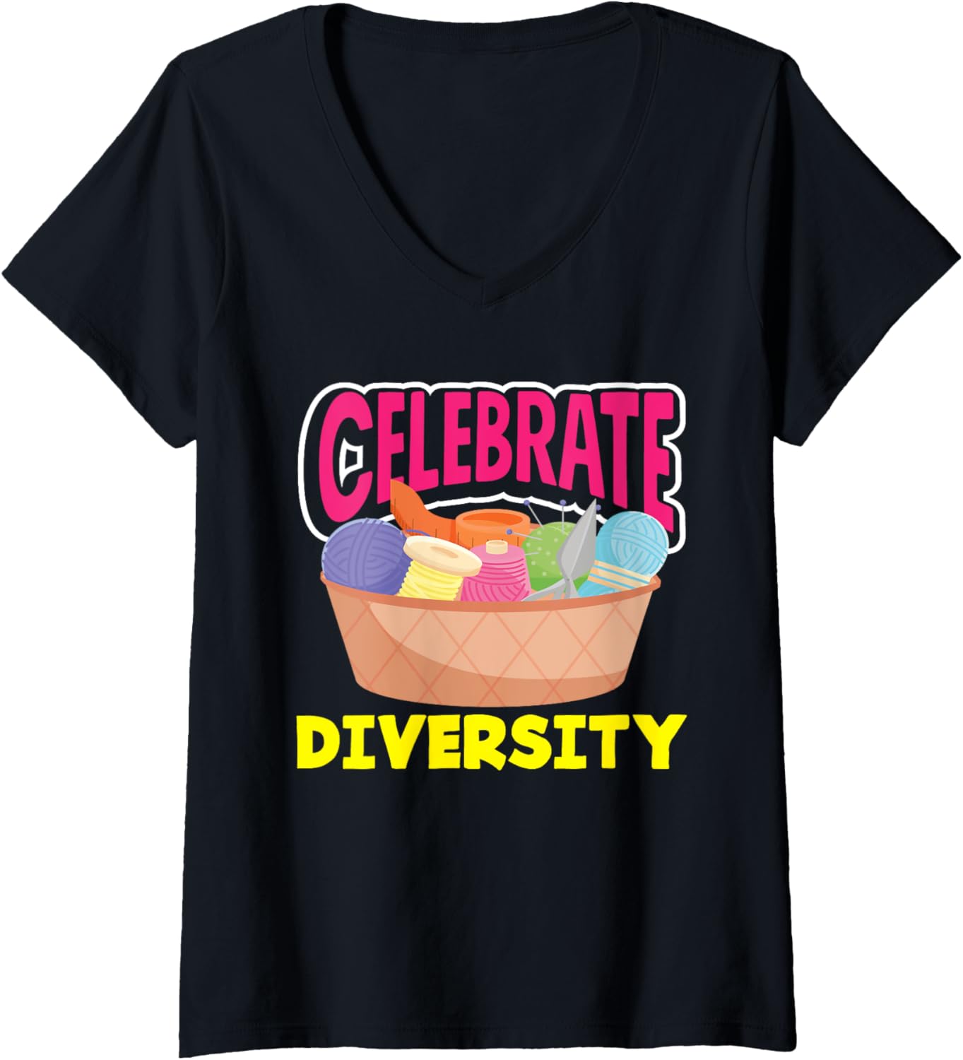 Womens Knitting Celebrate Diversity Yarn Needle Hobby Knitting V-Neck Yarn Supply | High Search Volume | Perfect for ...