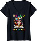 Womens Hello Second Grade Cheetah Lover Back to School Kids Teacher V Neck Apparel Comfort Fit Hot Right Now
