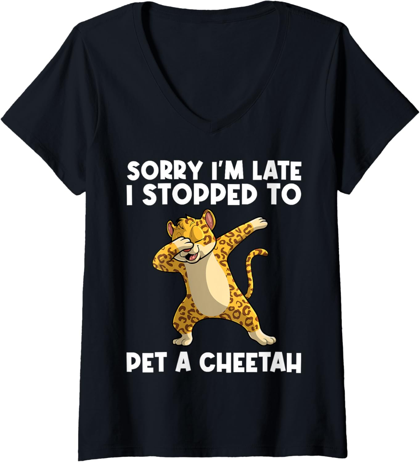 Womens Cute Cheetah Design For Men Women Cat Animal Cheetah Lovers V Neck Apparel High Search Demand Everyday Wear