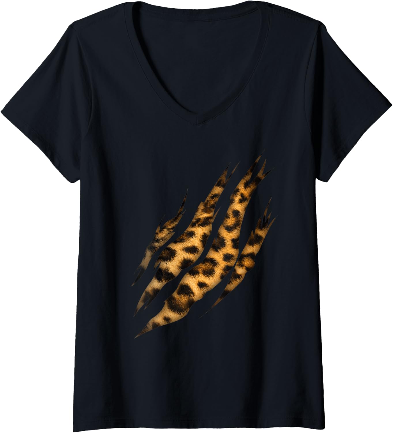 Womens Leopard Skin Print Torn Claw V Neck Apparel Comfort Fit Hot Right Now