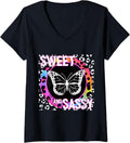 Womens Cute Butterfly 90s Nostalgia Rainbow Leopard Print Tropical V Neck Apparel Trending US Gift Ready