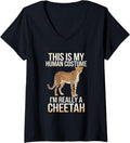 Womens Funny Cheetah Leopard Safari Wildlife V Neck Apparel Streetwear Style US Top Pick