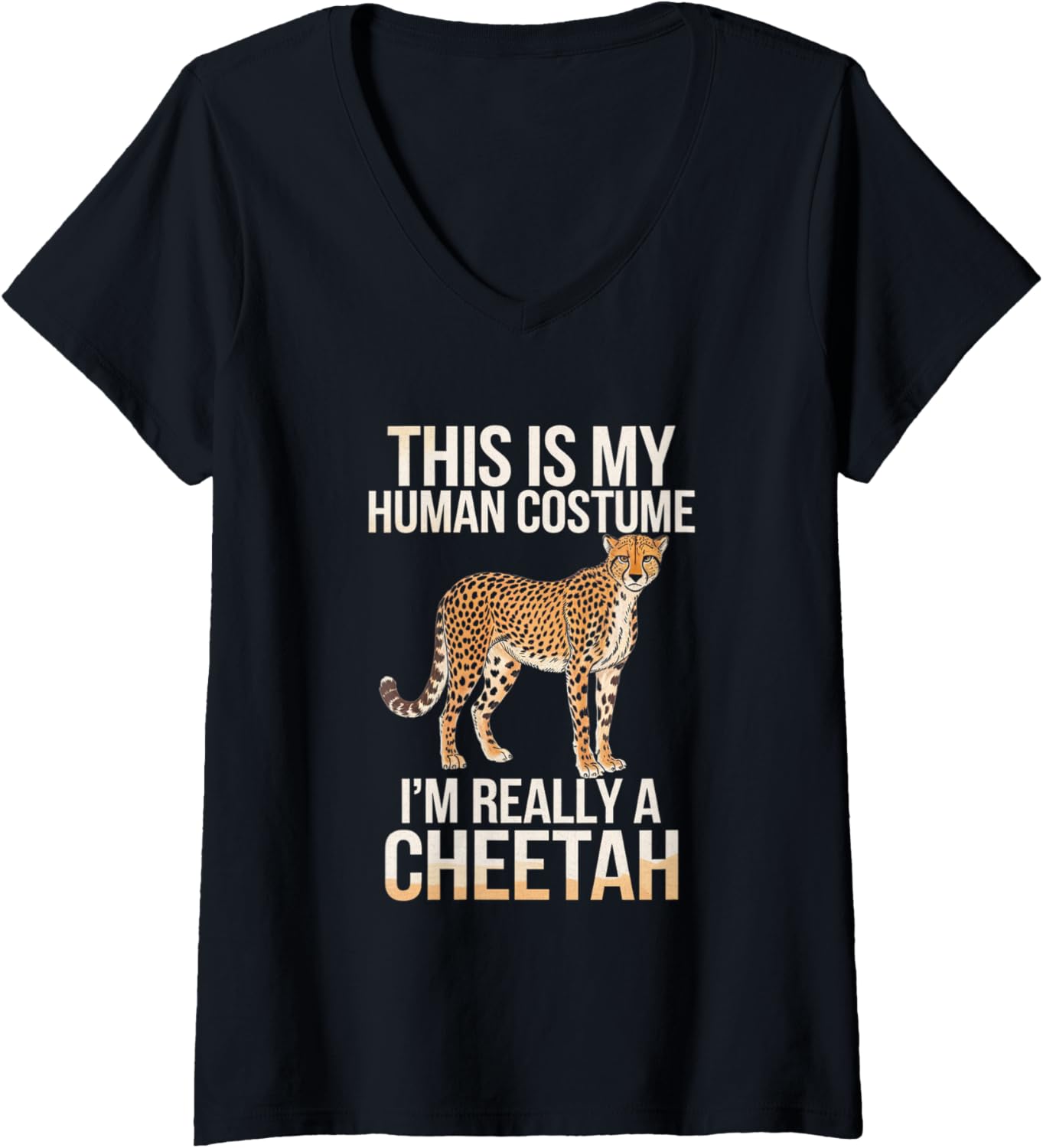Womens Funny Cheetah Leopard Safari Wildlife V Neck Apparel Streetwear Style US Top Pick