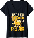 Kids Just A Kid Who Loves Cheetahs Funny V Neck Apparel Comfort Fit Everyday Wear