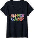 Womens Funny SUMMER CAMP Leopard Print Host Summer Counselor V Neck Apparel Streetwear Style Best Seller Look