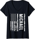 Womens Michael Last Name Funny Surname Team Michael Family Reunion V-Neck Apparel | Premium Quality