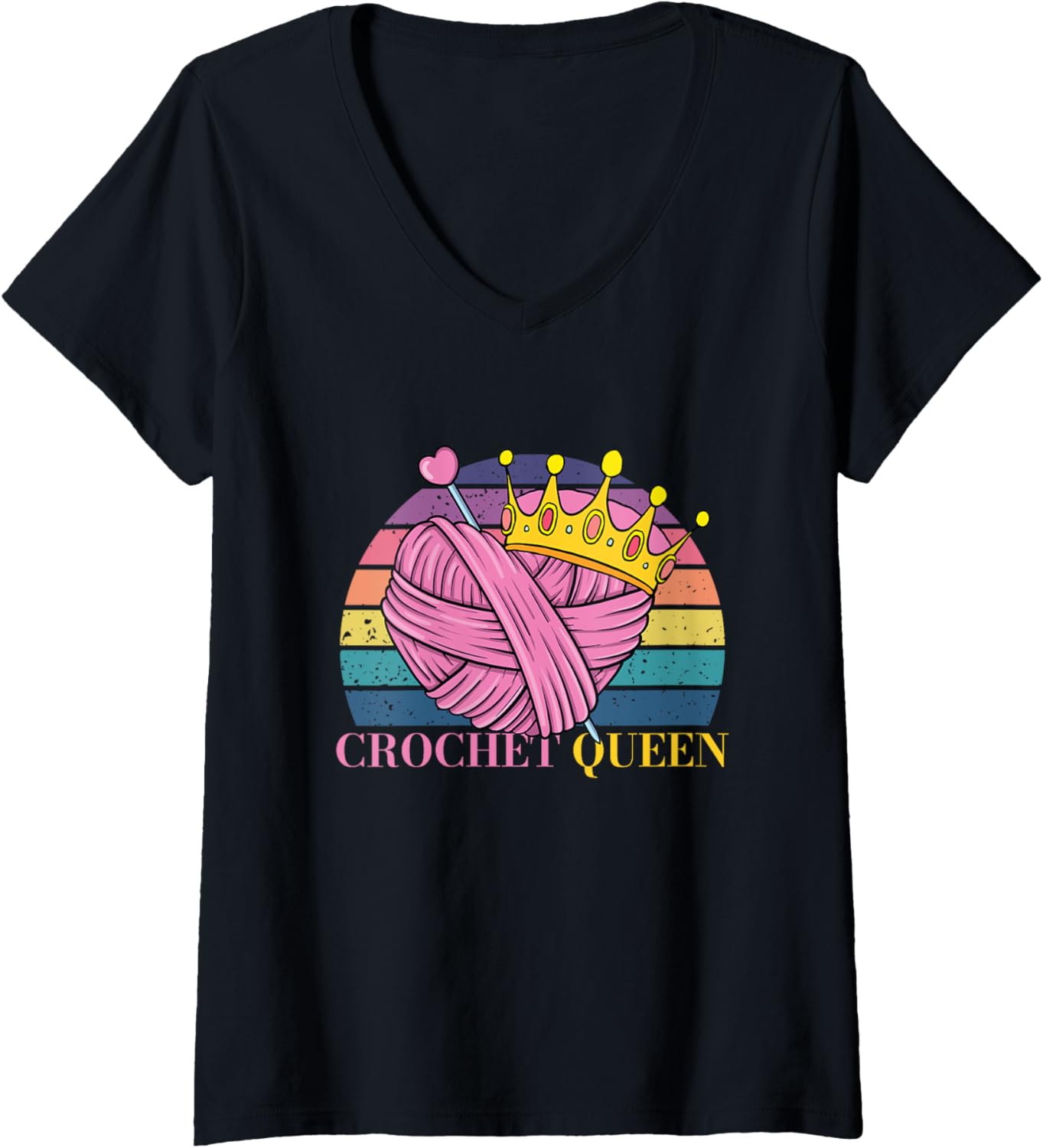 Crochet Queen Yarn Crocheting Knitting Crocheter Knitter V-Neck Yarn Supply | Viral US Pick | Best Seller Choice