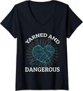 Womens Yarn Collection YARNED AND DANGEROUS Funny Yarn Collector V-Neck Yarn Supply | Top Rated | Best Seller Choice