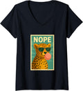 Womens Cheetah Nope Chewing Gum Bubble Print Pop Art V Neck Apparel Viral TikTok Find Everyday Wear