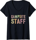 Womens CAMPSITE STAFF Leopard Print Host Summer Counselor Teacher V Neck Apparel Trending US Gift Ready
