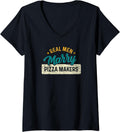 Womens Real Men Marry Pizza Makers Vintage Funny Pizza Maker V-Neck Apparel | Best Seller Pick | Perfect Gift Idea