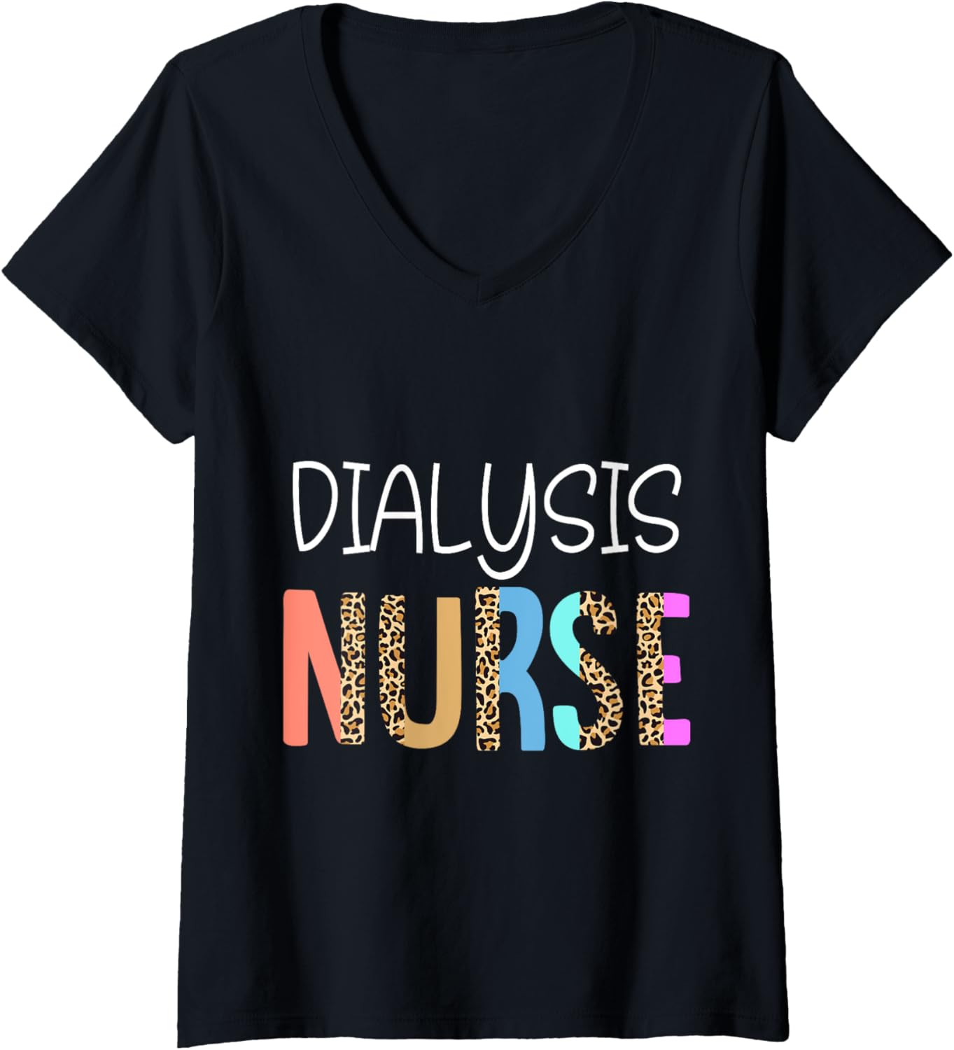 Womens Dialysis Nurse Bohemian Cheetah Leopard Print Pattern V Neck Apparel Viral TikTok Find Everyday Wear