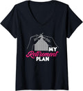 Womens Knitting My Retirement Plan Knitter Needles Yarn Pensioner V-Neck Yarn Supply | Viral US Pick | High CTR Title