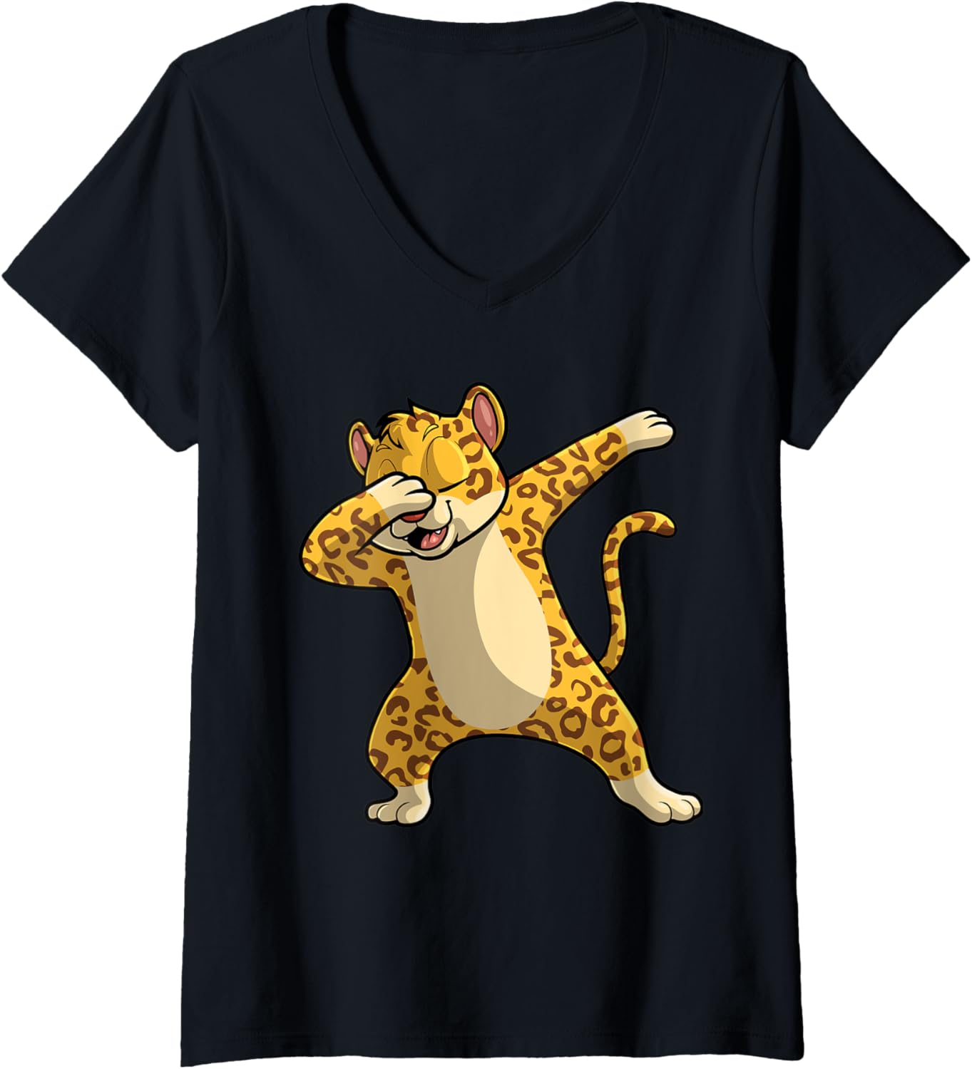 Womens Cool Cheetah For Men Women Animal Print Zoologist Dabbing V Neck Apparel Premium Print Hot Right Now