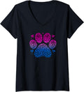 Womens Bisexual Leopard Cat Paw Print Cheetah Pattern Bi Pride V Neck Apparel High Search Demand US Top Pick
