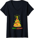 Womens Merry Crustmas Christmas Pizza Maker V-Neck Apparel | US Viral Style | Aesthetic Fit