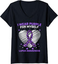Womens Cheetah Print Heart I Wear Purple For Myself Lupus Awareness V Neck Apparel Viral TikTok Find Everyday Wear