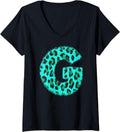 Womens Letter G Cheetah Leopard Print Blue Initial Zebra Matching V Neck Apparel Premium Print US Top Pick