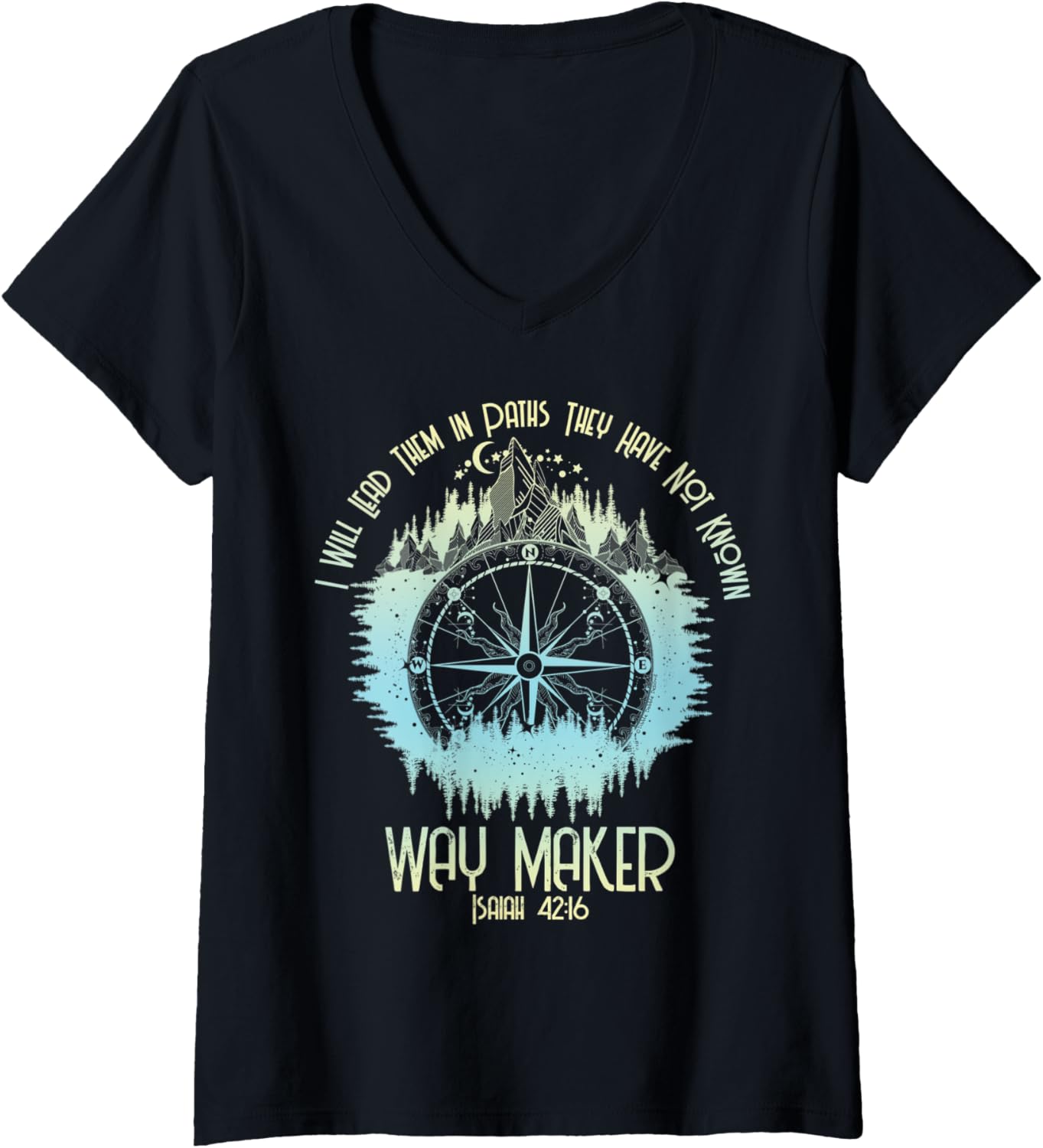 Womens Spiritual Way Maker Bible Verse Christian Faith Way Maker V-Neck Apparel | Best Seller Pick | Comfort Daily Wear