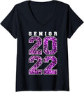 Womens Leopard Cheetah Fur Print Senior Class Of 2022 Pink V Neck Apparel Viral TikTok Find Gift Ready