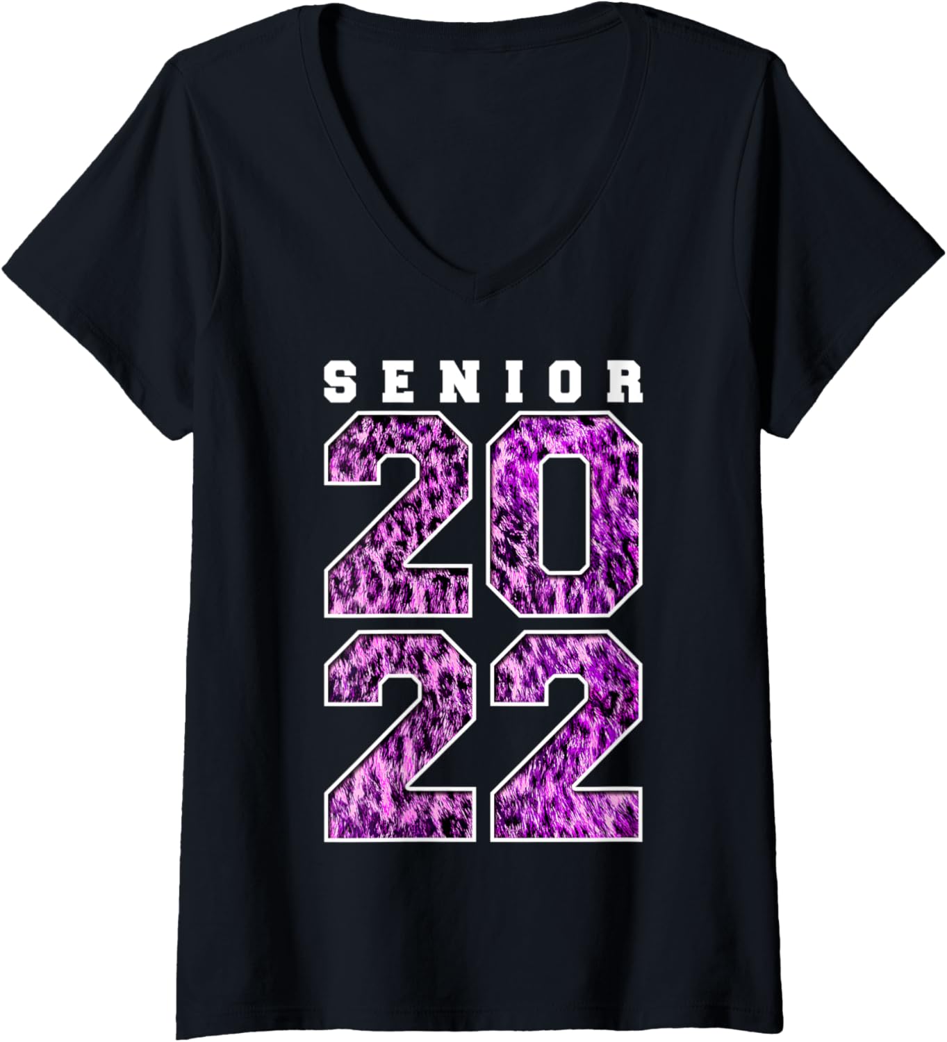 Womens Leopard Cheetah Fur Print Senior Class Of 2022 Pink V Neck Apparel Viral TikTok Find Gift Ready