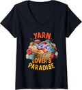 Womens Yarn Collection YARN LOVER'S PARADISE Funny Yarn Collector V-Neck Yarn Supply | Viral US Pick | Perfect for Cr...