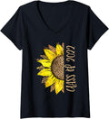 Womens Class of 2022 Senior Leopard Print Cheetah Half Sunflower V Neck Apparel Streetwear Style Gift Ready