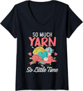 Womens So Much Yarn Little Time Wool Crochet Knit Knitting V-Neck Yarn Supply | Viral US Pick | Best Seller Choice
