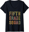 FIFTH GRADE SQUAD Leopard Print Teacher Hello 5th Gr Vibes V Neck Apparel Comfort Fit Best Seller Look