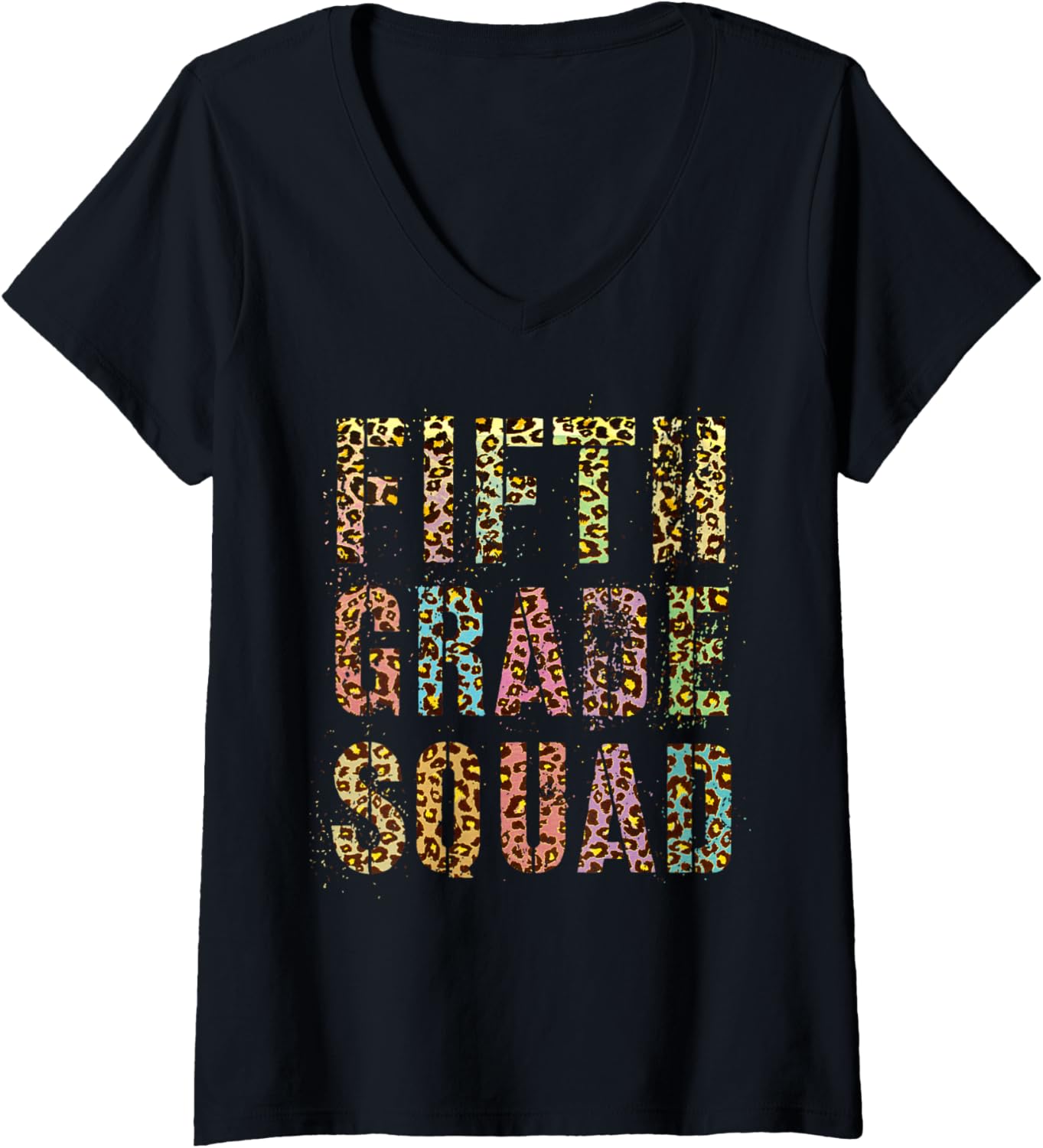 FIFTH GRADE SQUAD Leopard Print Teacher Hello 5th Gr Vibes V Neck Apparel Comfort Fit Best Seller Look