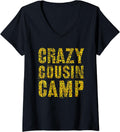 Womens CRAZY COUSIN CAMP Leopard Print Funny Grandma Grandpa V Neck Apparel Viral TikTok Find Gift Ready