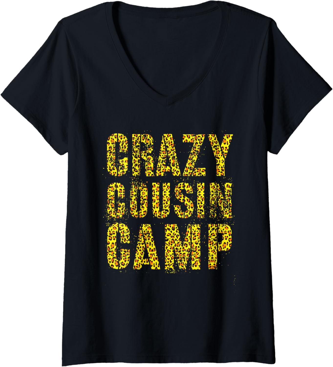 Womens CRAZY COUSIN CAMP Leopard Print Funny Grandma Grandpa V Neck Apparel Viral TikTok Find Gift Ready